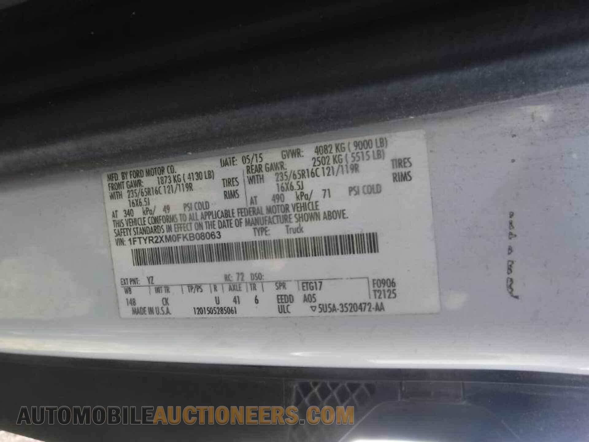 1FTYR2XM0FKB08063 FORD TRANSIT 2015